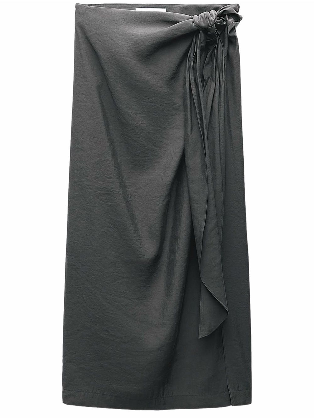Zara ZW Collection Flowy Tied Wrap Maxi Skirt Gray Size L Ref 8481/237 Boho